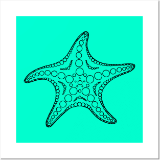 Starfish (black/cyan) Posters and Art